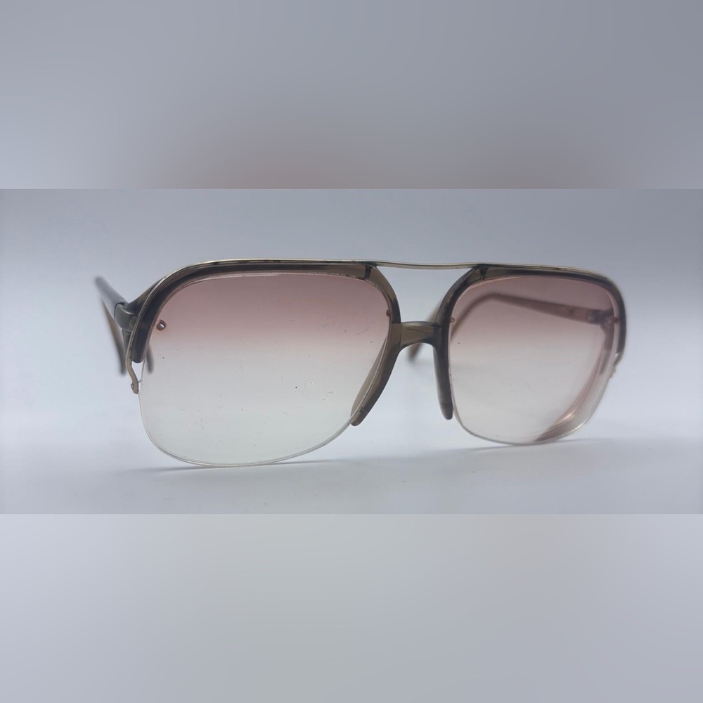 Vintage Luxottica Artemis Brown Pilot Half Rim Sunglasses Frames Only